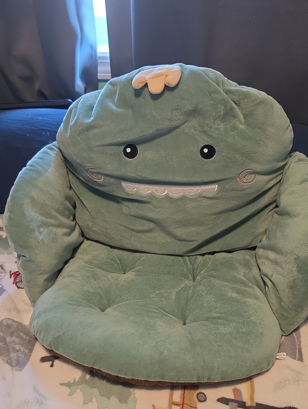 Plush Kids Monster Chair Cushion in Sage Green